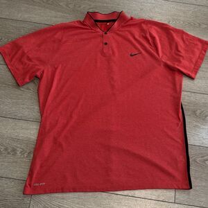Nike Golf Polo Mens XL Red Tiger Woods Collection Blade Collar Dri Fit Athletic